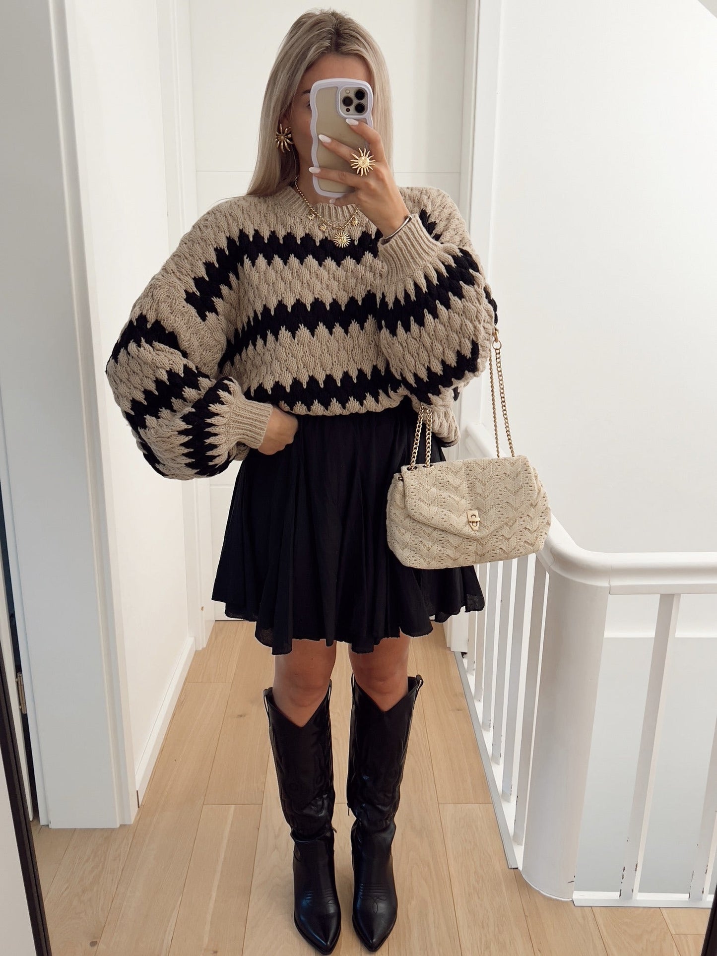 Casual Striped Pullover Sweater – Women’s Loose Knit Top
