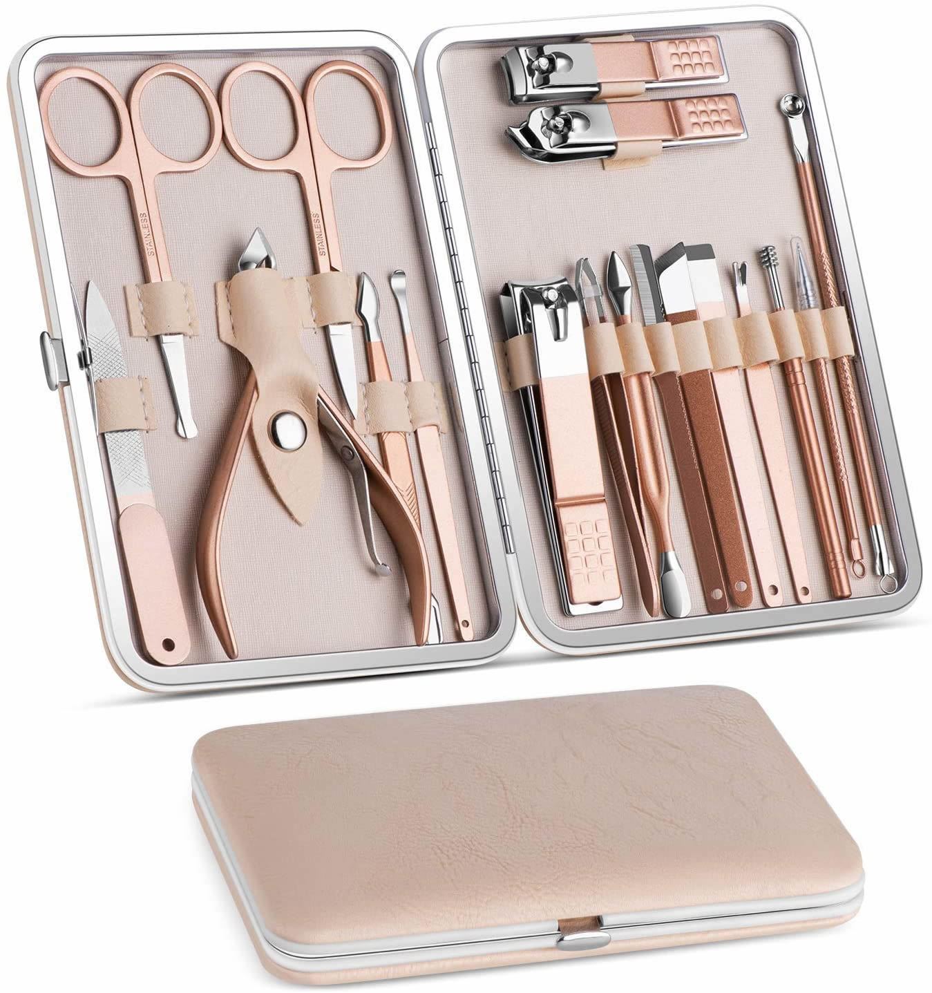 18-Piece Manicure & Pedicure Set – Nail Care Grooming Kit with Case