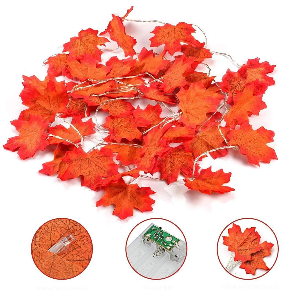 Maple Leaf Fairy Lights – 10Ft Thanksgiving & Seasonal Decoration