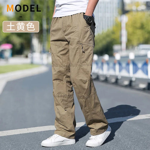 Men’s Cargo Pants – Loose Fit Straight Leg Oversized Solid Grey Trousers