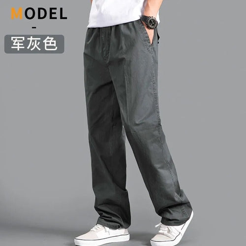 Men’s Cargo Pants – Loose Fit Straight Leg Oversized Solid Grey Trousers