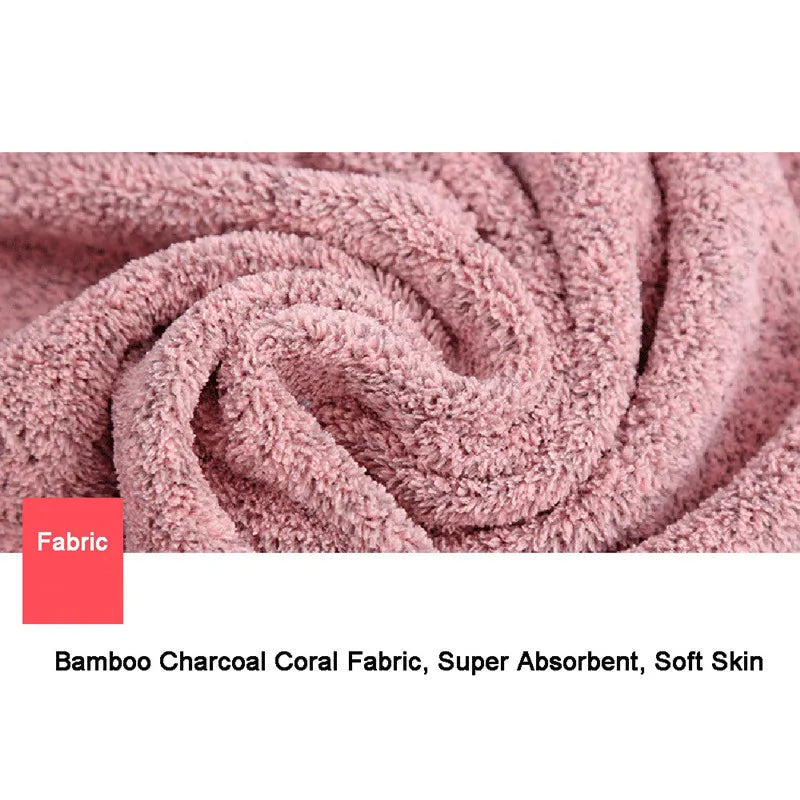 Luxury Bamboo Charcoal Coral Velvet Bath Towel – Extra Soft, Thick & Absorbent (70x140cm)