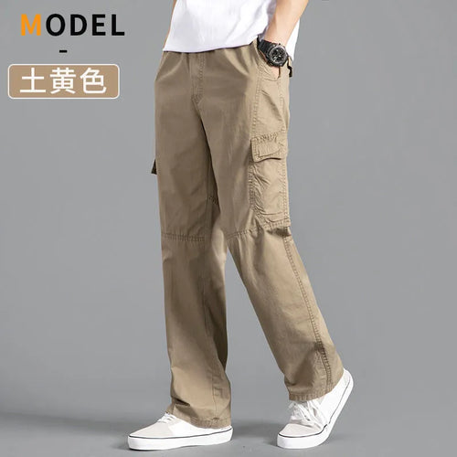 Men’s Cargo Pants – Loose Fit Straight Leg Oversized Solid Grey Trousers