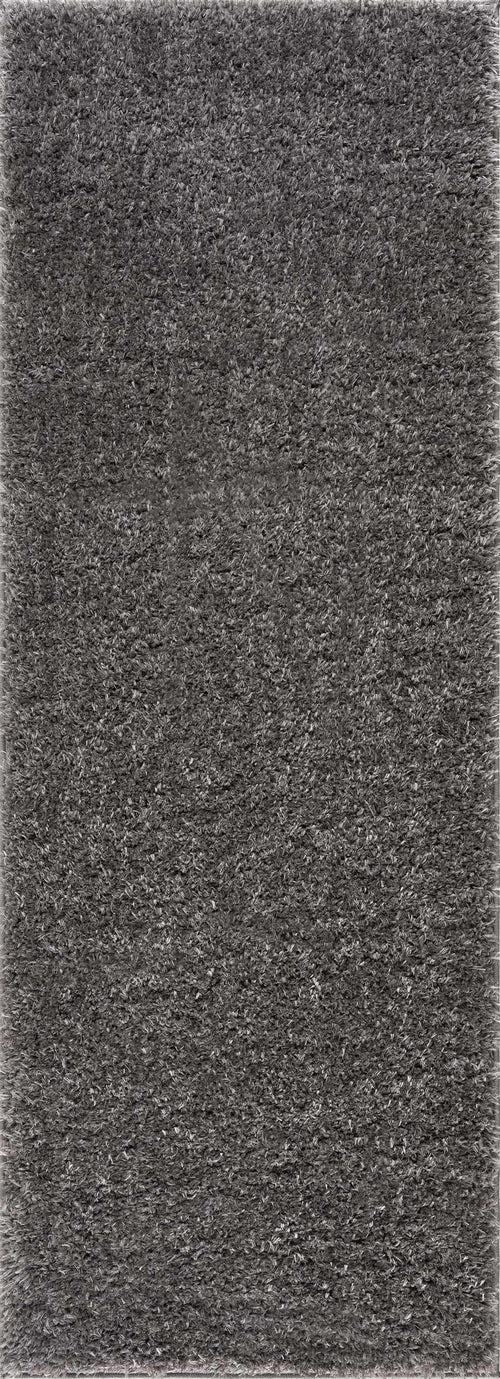 Faina Solid Dark Gray Shag Rug Washable