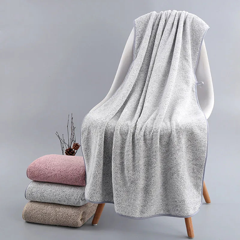 Luxury Bamboo Charcoal Coral Velvet Bath Towel – Extra Soft, Thick & Absorbent (70x140cm)