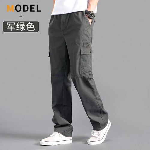 Men’s Cargo Pants – Loose Fit Straight Leg Oversized Solid Grey Trousers