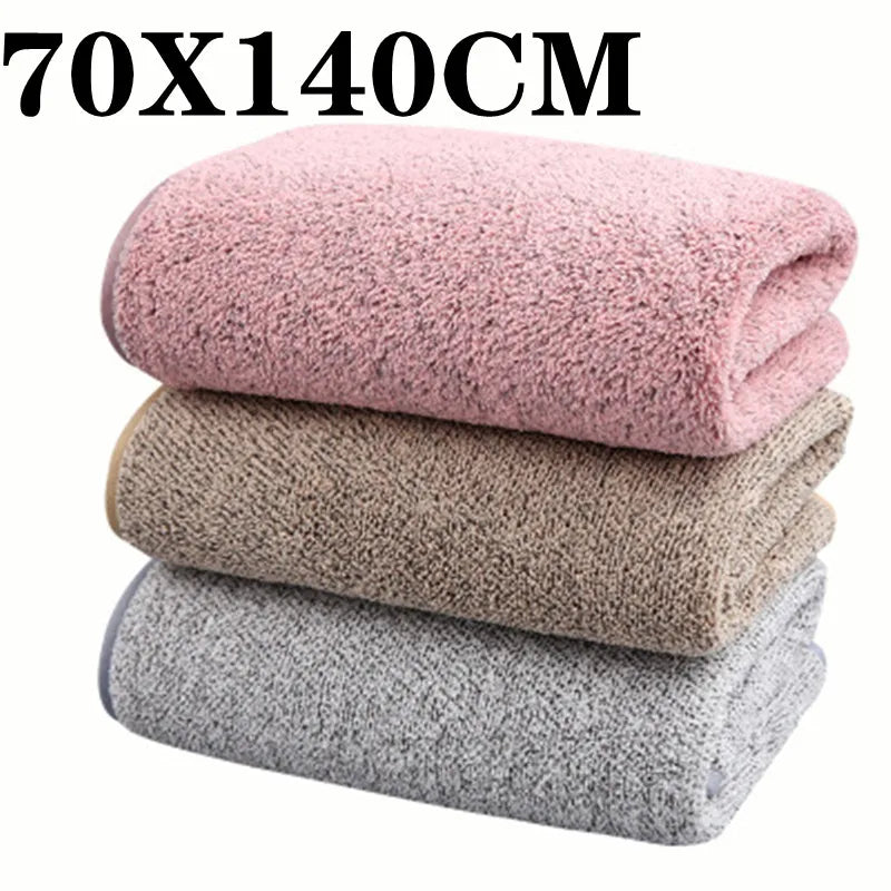 Luxury Bamboo Charcoal Coral Velvet Bath Towel – Extra Soft, Thick & Absorbent (70x140cm)
