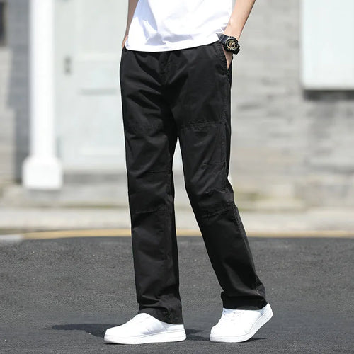 Men’s Cargo Pants – Loose Fit Straight Leg Oversized Solid Grey Trousers