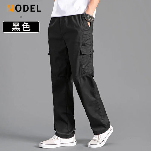Men’s Cargo Pants – Loose Fit Straight Leg Oversized Solid Grey Trousers