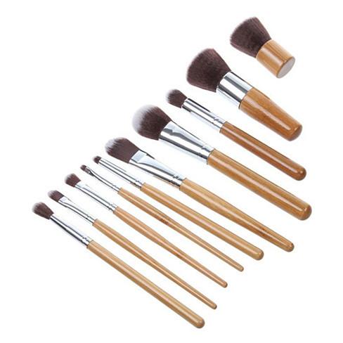 11-Piece Bamboo Makeup Brush Set – Eco-Friendly Beauty Tools with Case