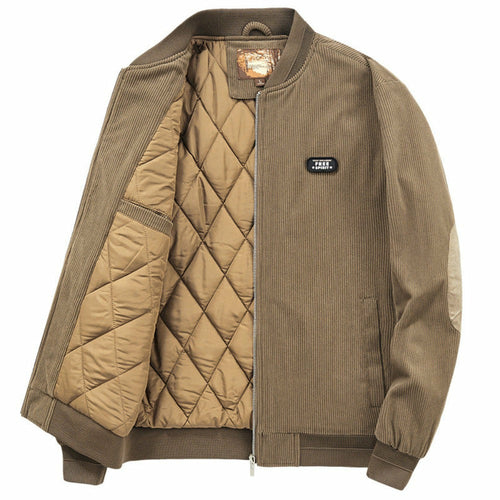 Winter Jacket, Round Collar with Elbow Patches & Zip-Up Design