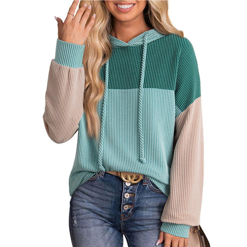Color Block Hoodie – Loose Fit Long Sleeve Casual Pullover