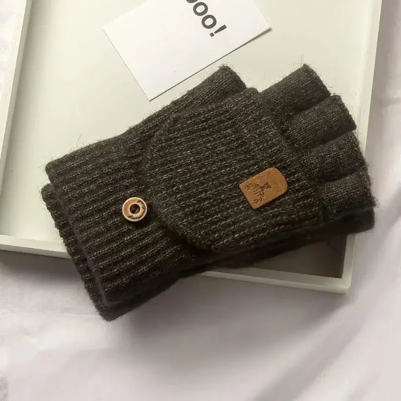 Flexible Knitted Fingerless Winter Gloves – Warm, Thick & Touch Screen Friendly
