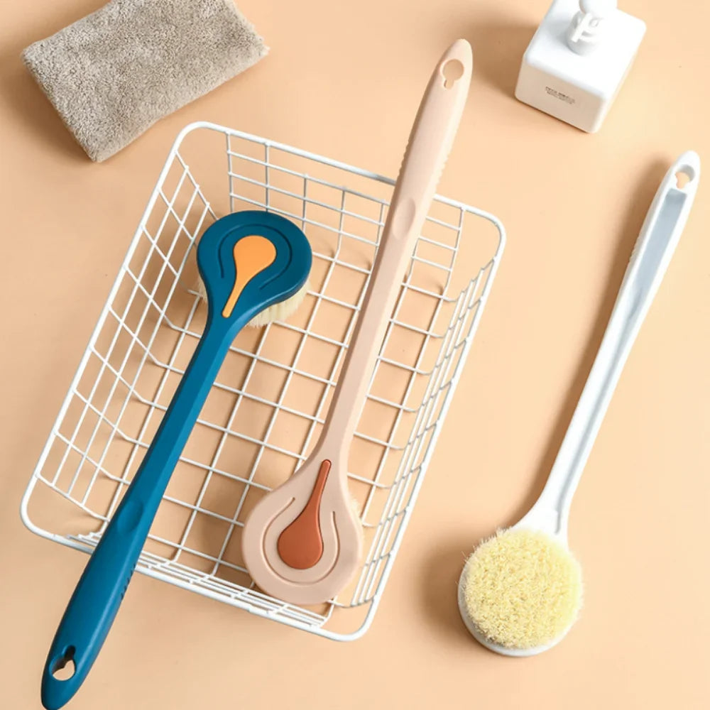 1pc Long Handle Bath Brush Soft Hair Bath Brush Back Ball Brush