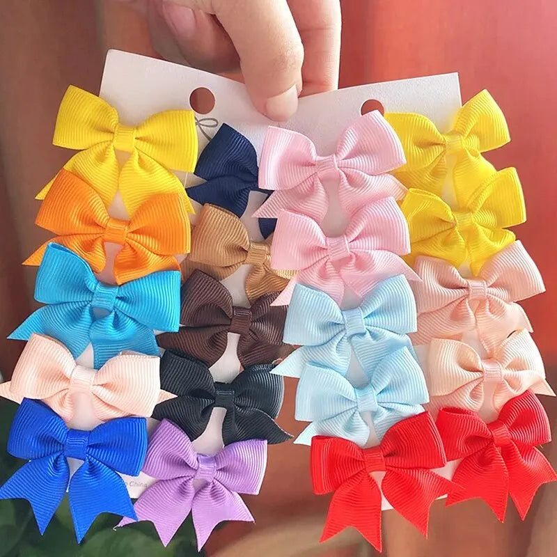 10pcs Candy Color Bow Hair Clips for Baby Girls