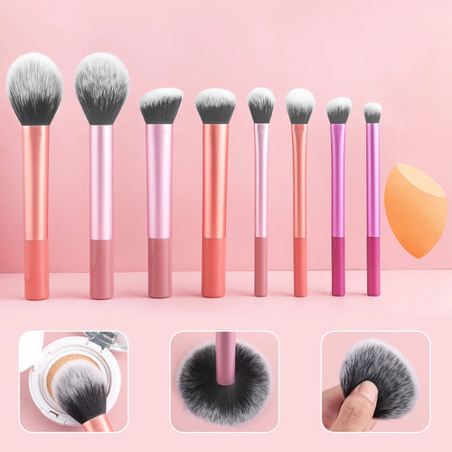 Complete 9pcs Makeup Tool Set – 8 Brushes + Wet & Dry Puff