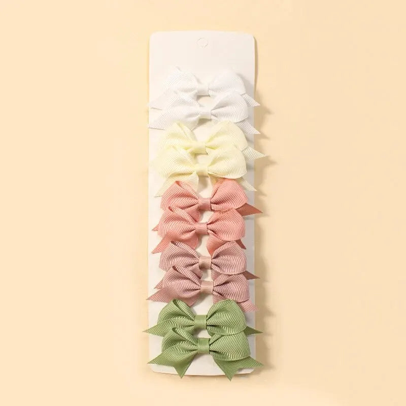 10pcs Candy Color Bow Hair Clips for Baby Girls