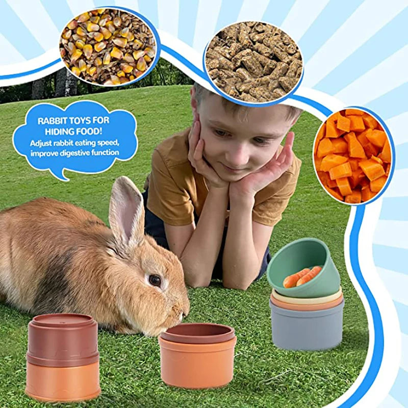Stacking Cups Toy for Rabbits & Small Animals – Colorful & Reusable