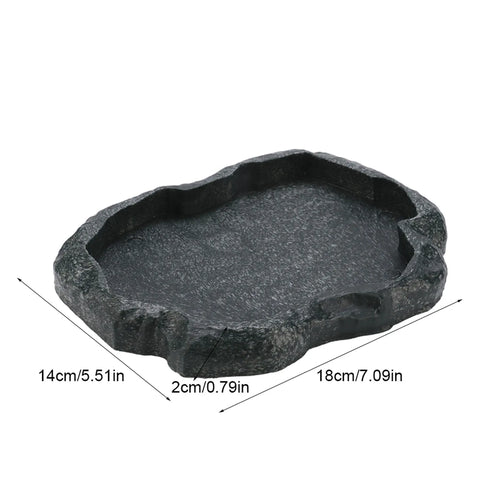 Reptile Feeding Dish – ABS Resin Imitation Rock Food & Water Bowl