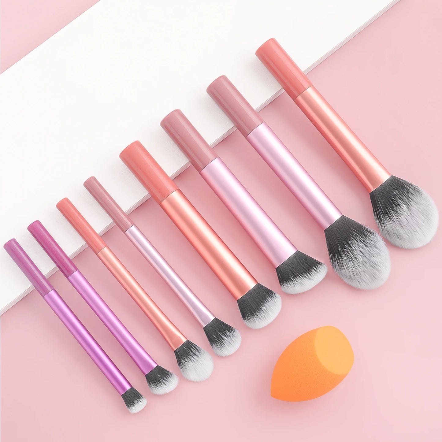 Complete 9pcs Makeup Tool Set – 8 Brushes + Wet & Dry Puff