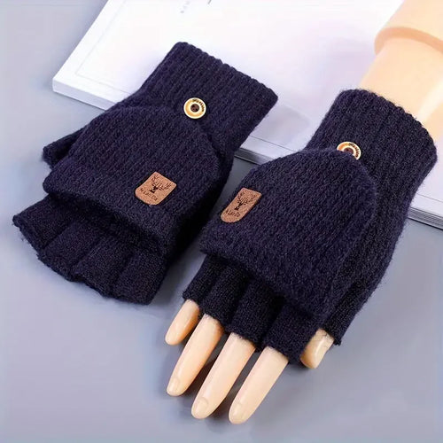 Flexible Knitted Fingerless Winter Gloves – Warm, Thick & Touch Screen Friendly