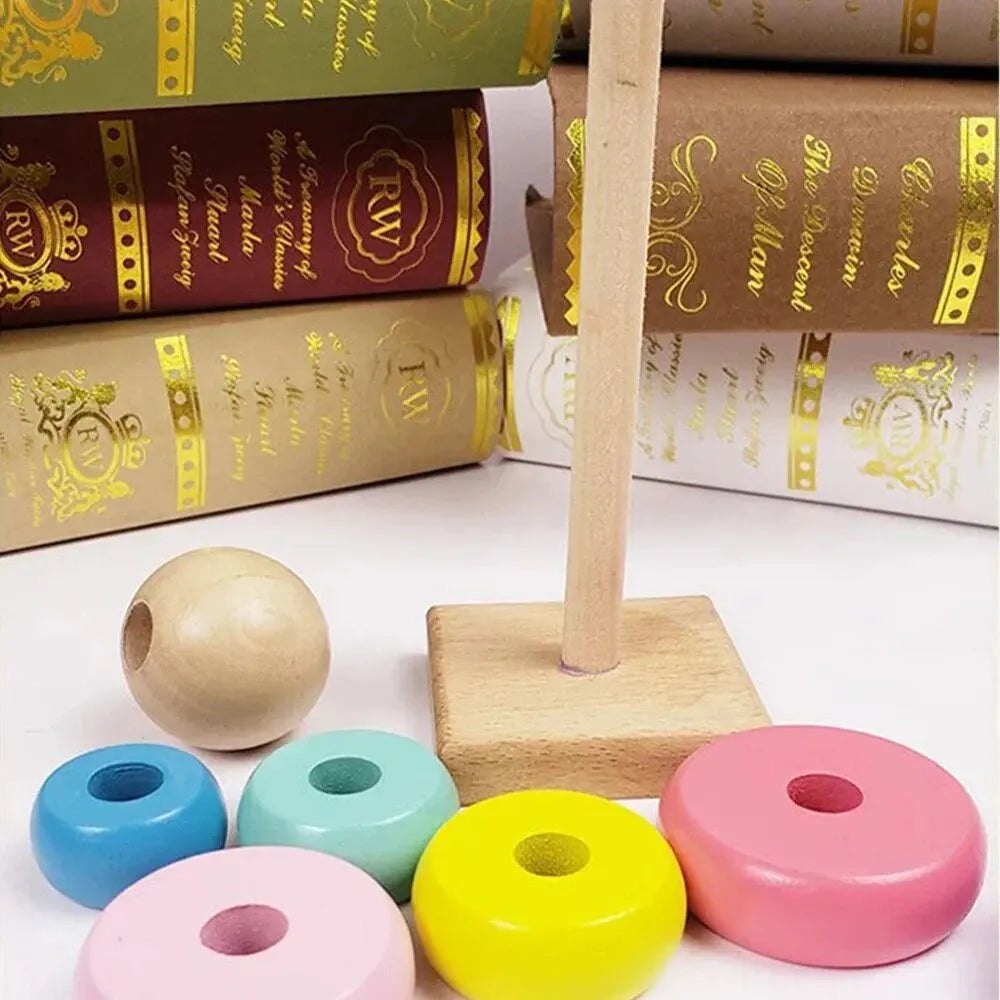 Classic Wooden Rainbow Stacker – Early Development Toy for Babies