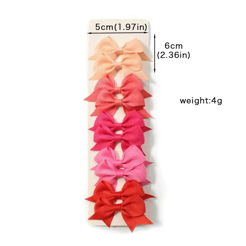 10pcs Candy Color Bow Hair Clips for Baby Girls