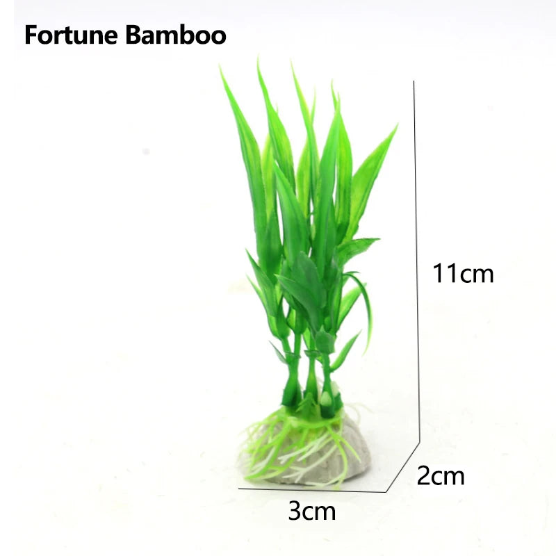 1pc Artificial Aquarium Plant – Green Plastic Water Grass (15cm)