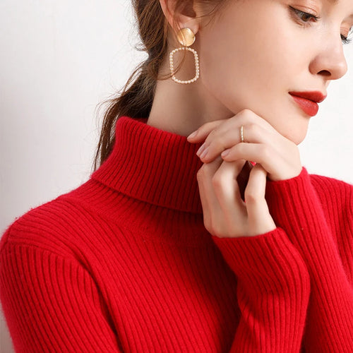 Women’s Knitted Turtleneck Sweater – Soft Cashmere-Blend Pullover for Fall & Winter