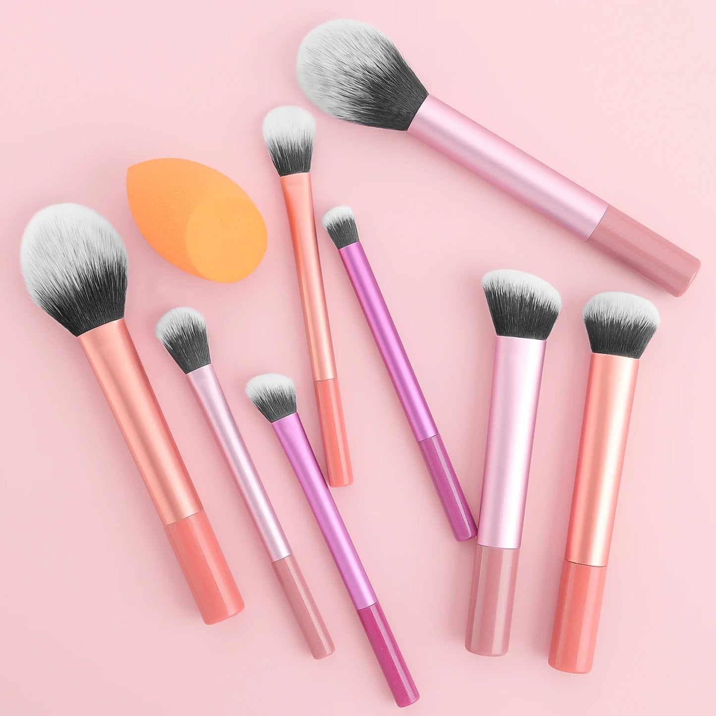 Complete 9pcs Makeup Tool Set – 8 Brushes + Wet & Dry Puff