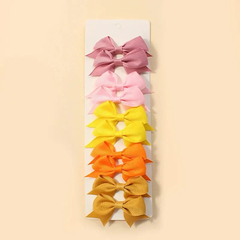 10pcs Candy Color Bow Hair Clips for Baby Girls