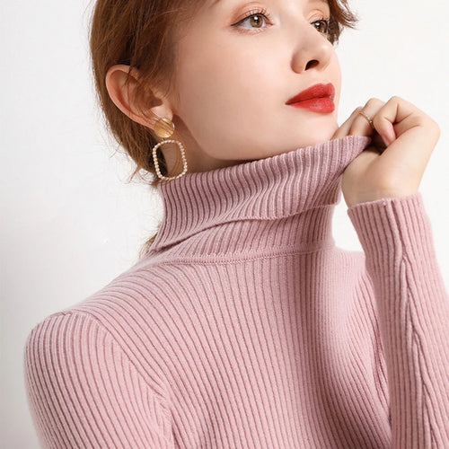 Women’s Knitted Turtleneck Sweater – Soft Cashmere-Blend Pullover for Fall & Winter