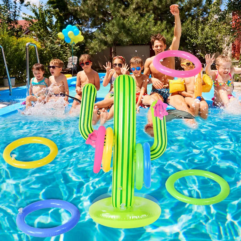Floating Ring Toss Party Game – Inflatable Cactus Pool Toy