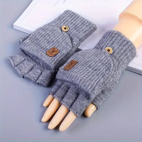 Flexible Knitted Fingerless Winter Gloves – Warm, Thick & Touch Screen Friendly