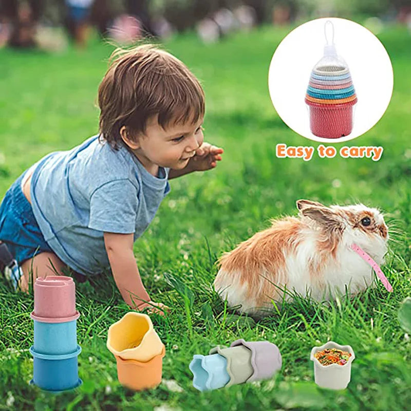 Stacking Cups Toy for Rabbits & Small Animals – Colorful & Reusable