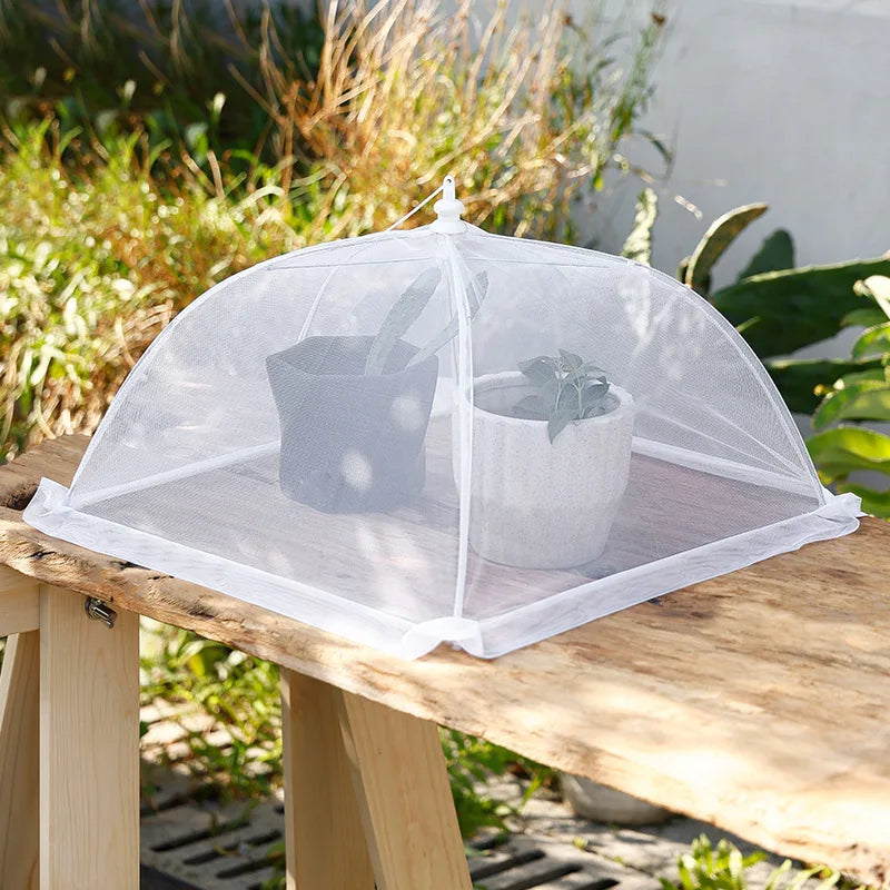Folding Food Cover – White Square Mesh Protector for Indoor & Outdoor Use