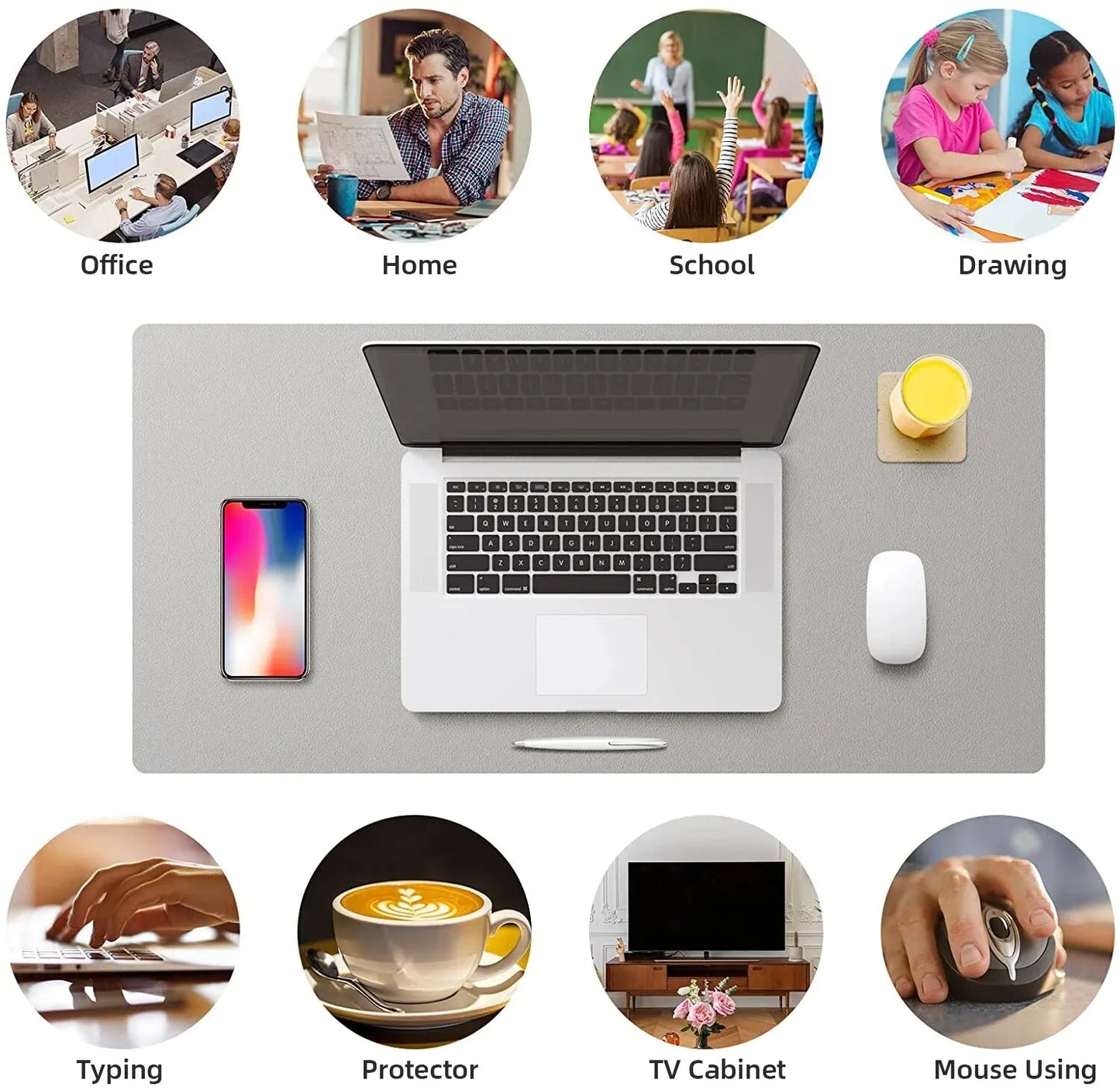 Premium PU Leather Desk Mat – Waterproof Office Desk Protector (60×30cm)