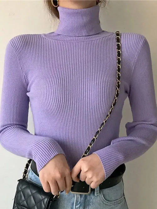 Women’s Knitted Turtleneck Sweater – Soft Cashmere-Blend Pullover for Fall & Winter