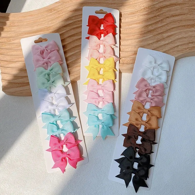10pcs Candy Color Bow Hair Clips for Baby Girls