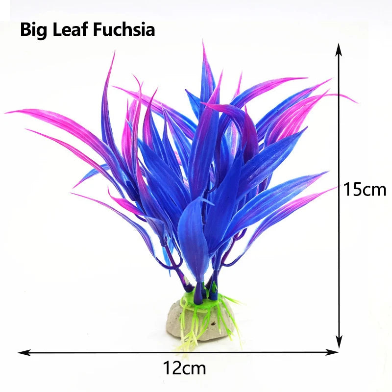1pc Artificial Aquarium Plant – Green Plastic Water Grass (15cm)