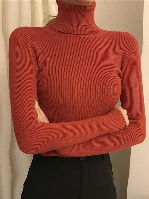 Women’s Knitted Turtleneck Sweater – Soft Cashmere-Blend Pullover for Fall & Winter