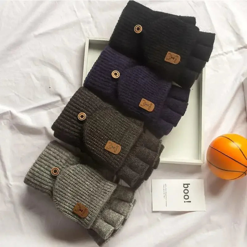 Flexible Knitted Fingerless Winter Gloves – Warm, Thick & Touch Screen Friendly