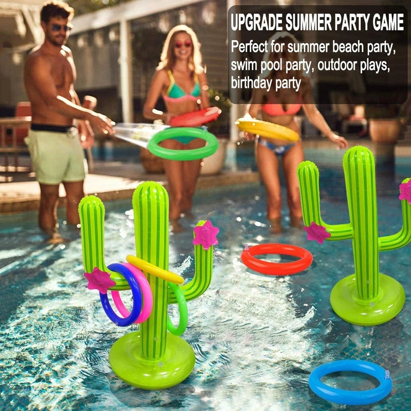 Floating Ring Toss Party Game – Inflatable Cactus Pool Toy
