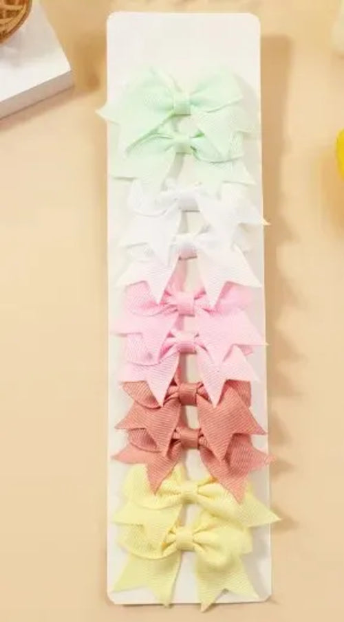 10pcs Candy Color Bow Hair Clips for Baby Girls