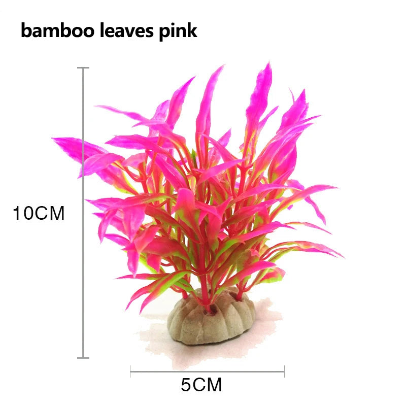 1pc Artificial Aquarium Plant – Green Plastic Water Grass (15cm)