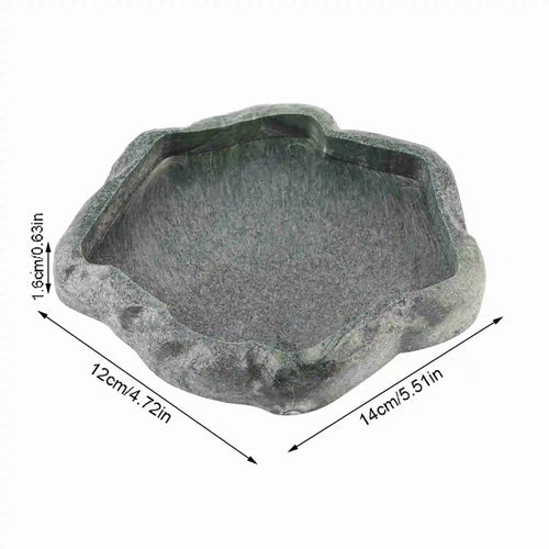 Reptile Feeding Dish – ABS Resin Imitation Rock Food & Water Bowl
