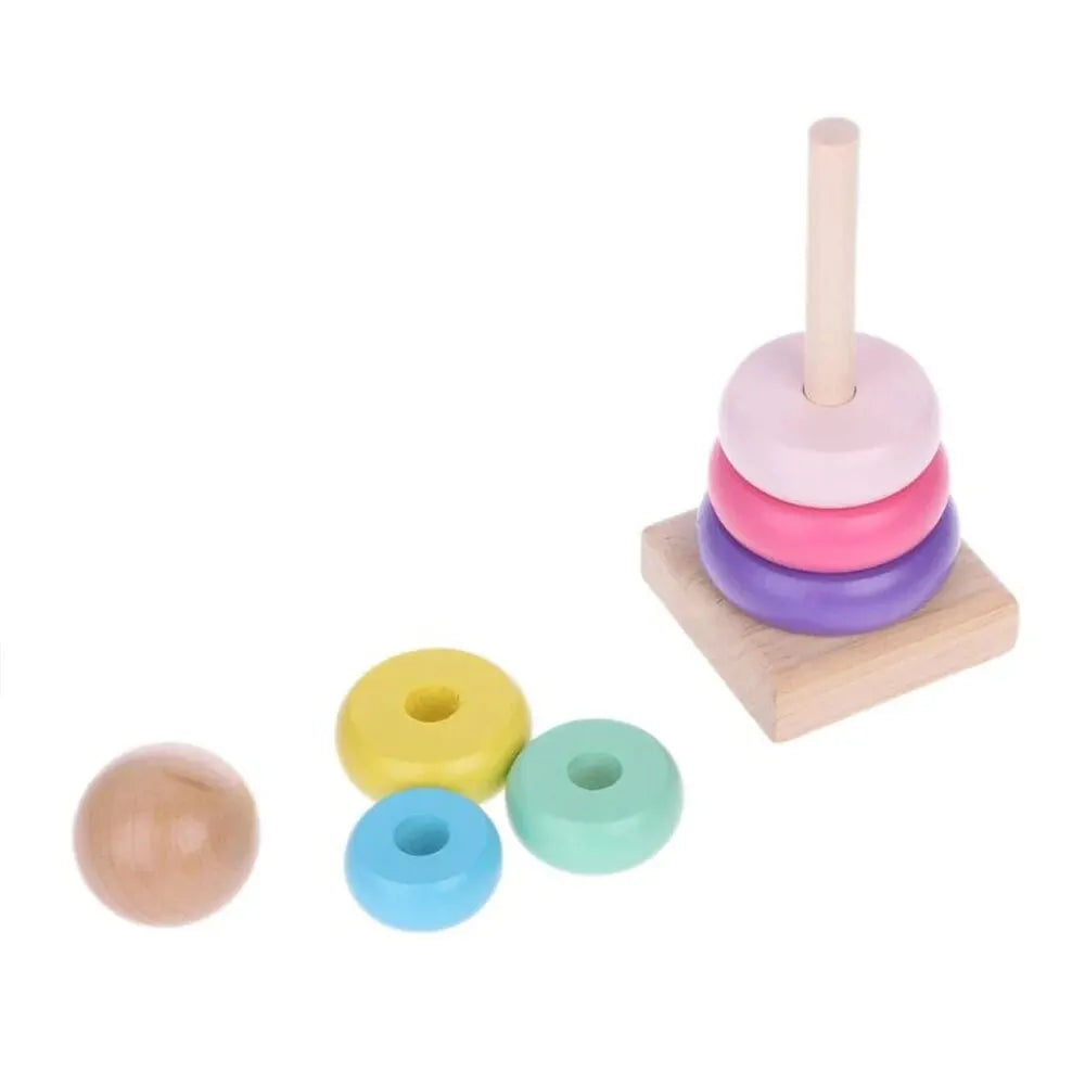 Classic Wooden Rainbow Stacker – Early Development Toy for Babies