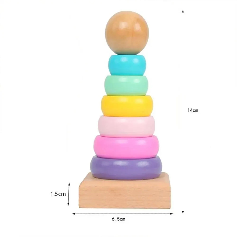 Classic Wooden Rainbow Stacker – Early Development Toy for Babies