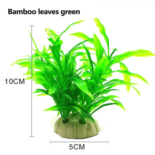1pc Artificial Aquarium Plant – Green Plastic Water Grass (15cm)