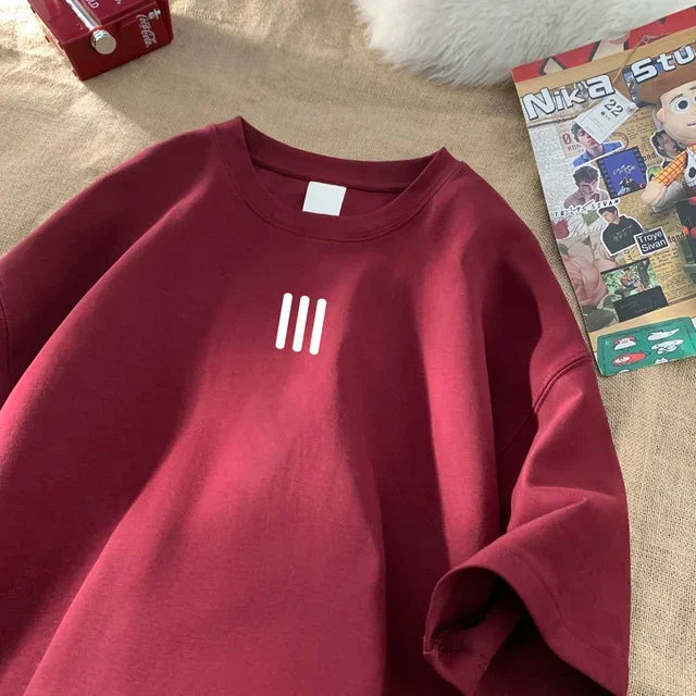 Men’s Oversized Cotton Tee, Casual Summer Fashion Print Shirt